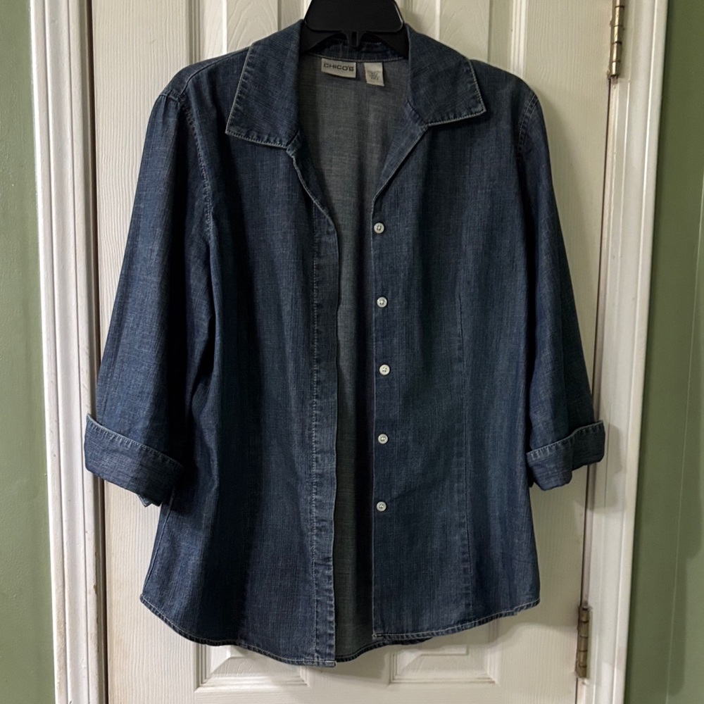 Chico's Dark Blue Denim Blouse